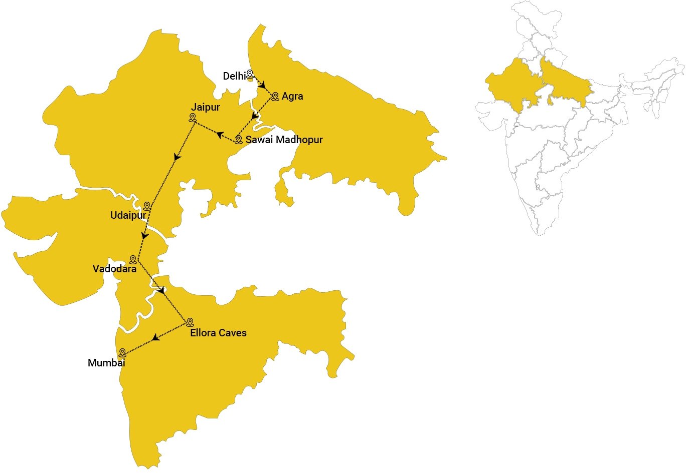 INDIAN ODYSSEY map